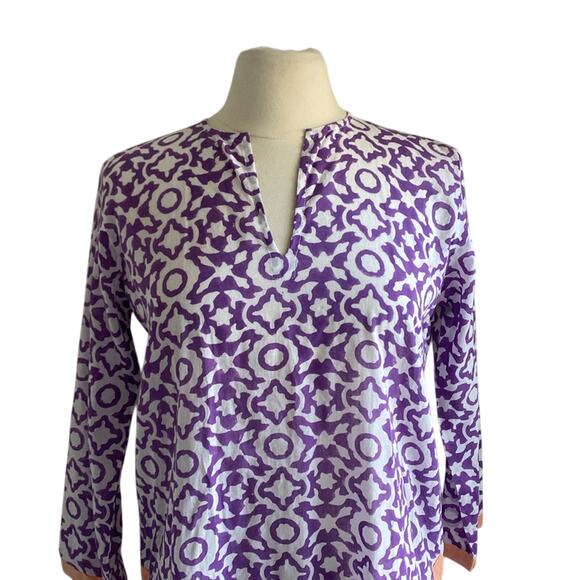 ROLLER RABBIT Tunic Womens Sz Small Purple Coverup Swim Geometric Print Beach - Picture 3 of 6